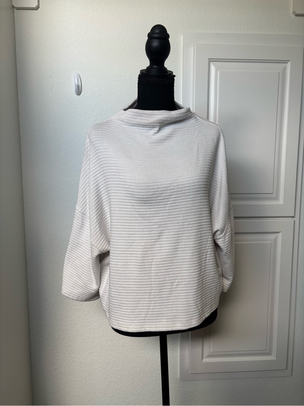Women’s Cream Ribbed Boatneck Sweater